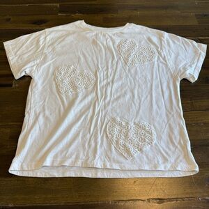 Zara Girl's Boho Top Shirt Tee T-shirt Hearts Embroidery Cute Blouse 9-10